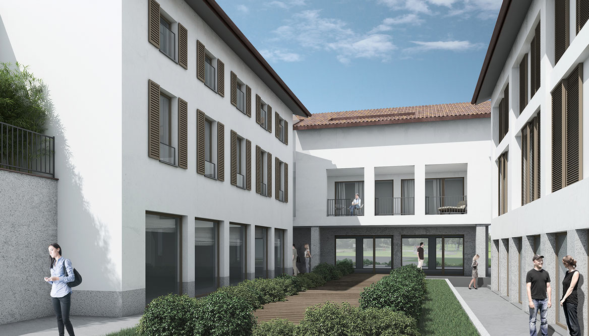 Corte Scolastica render interno della corte